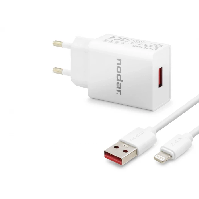 ieg™ Lightning Hızlı Şarj Seti 12W 2.4A Usb Adaptörlü - Beyaz ND1001