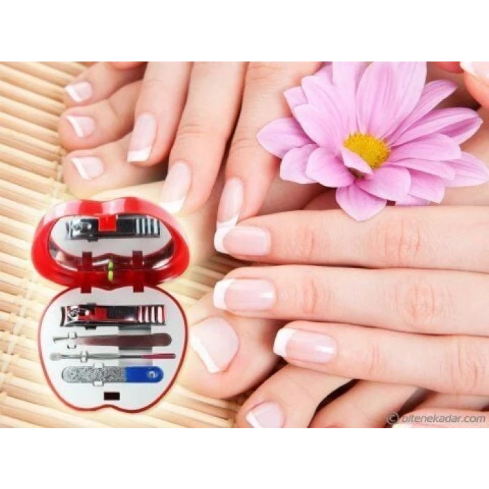 ieg™ Manikür - Pedikür Seti Elma Şeklinde 4 Parça Aynalı