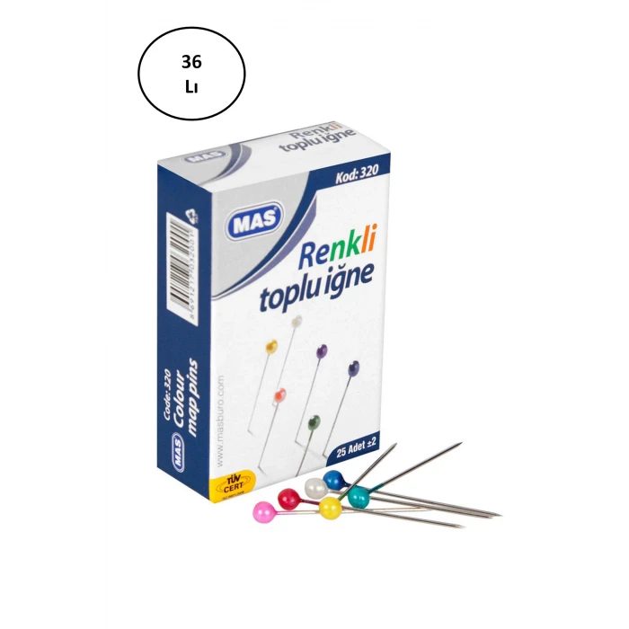 İEG Mas 320 Renki Başlı Toplu İğne 32 Mm 36lı