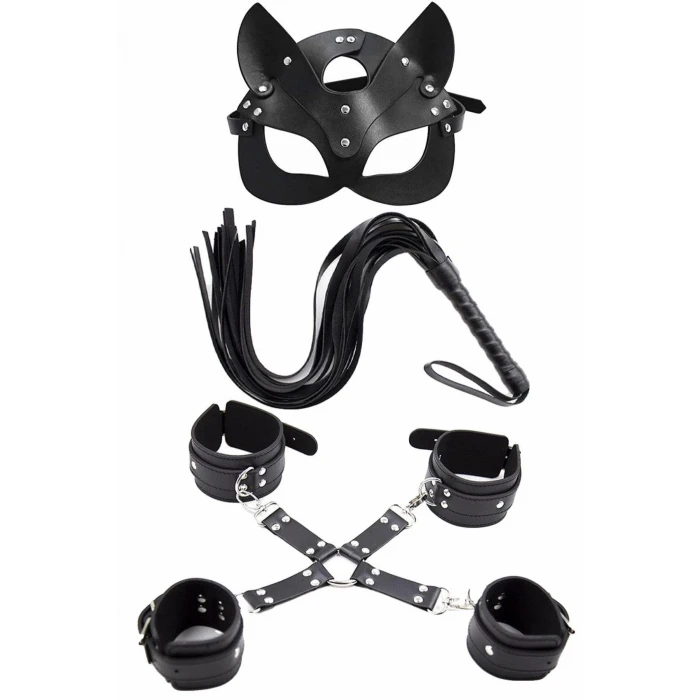 ieg™ Maske Kırbaç Bileklik 5 Li Harness Deri Set