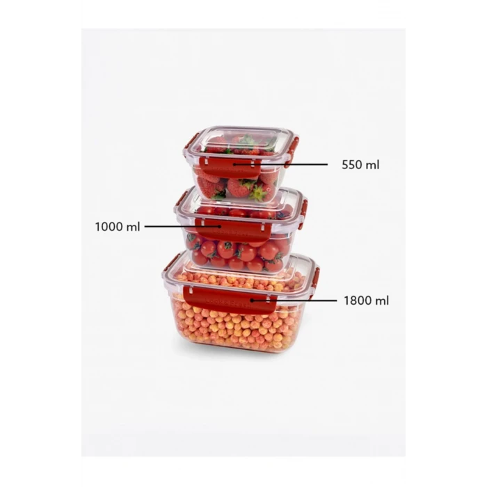 ieg™ Master Dikdörtgen Saklama Seti 3lü 550-1000-1800 Ml -30866