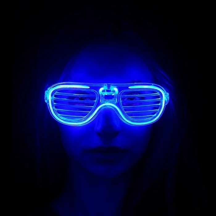 ieg™ Mavi Led Işıklı Parti Gözlüğü - Neon 3 Modlu