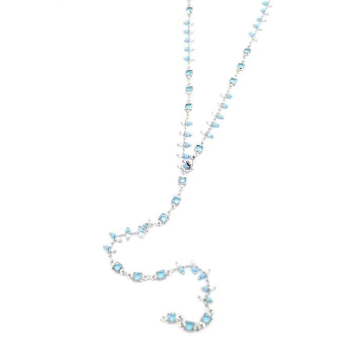 ieg™ Mavi Taşlı Y Kolye - Gümüş