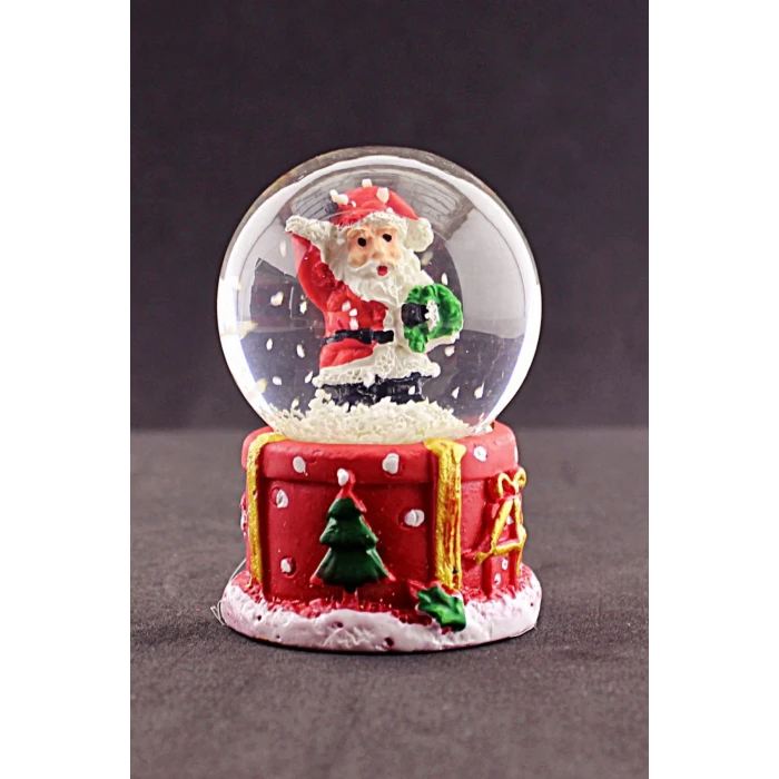 ieg ™ Merry Christmas El Sallayan Noel Baba Temalı  Mini Boy Işıklı Kar Küresi 6,5 cm 1