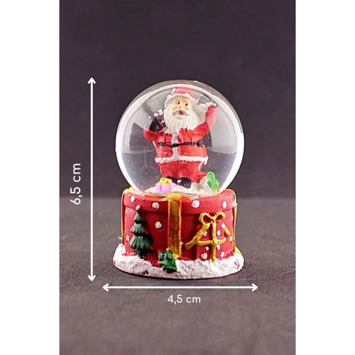 ieg ™ Merry Christmas Sevimli Noel Baba Temalı  Mini Boy Işıklı Kar Küresi 6,5 cm 1