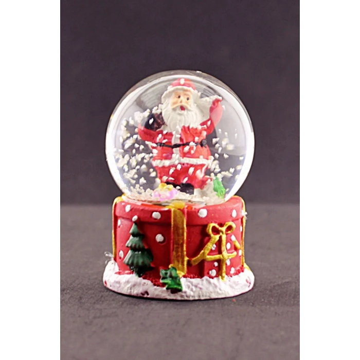 ieg ™ Merry Christmas Sevimli Noel Baba Temalı  Mini Boy Işıklı Kar Küresi 6,5 cm 1