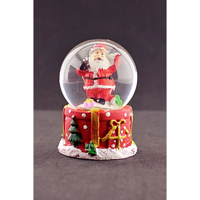 ieg ™ Merry Christmas Sevimli Noel Baba Temalı  Mini Boy Işıklı Kar Küresi 6,5 cm 1