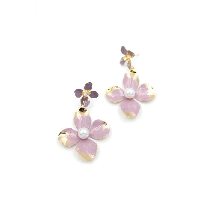 ieg™ Metal Çiçek Küpe - Pembe