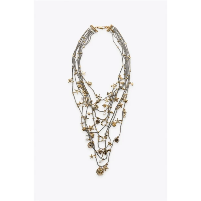 ieg™ Metal Deniz Temalı Çoklu Kolye - Gümüş