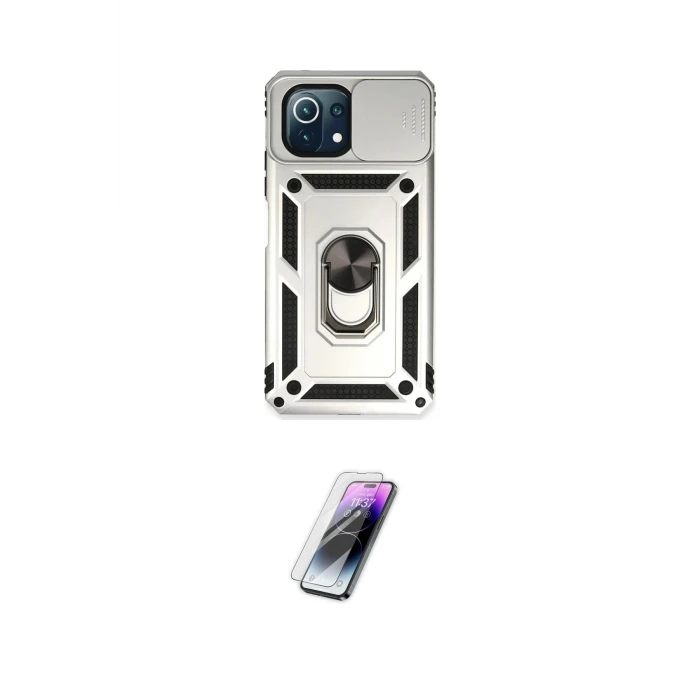 ieg™ Mİ 11 Lite Kılıf Ahenk Klasik - Şeffaf Pasifik Cam Ekran Koruyucu
