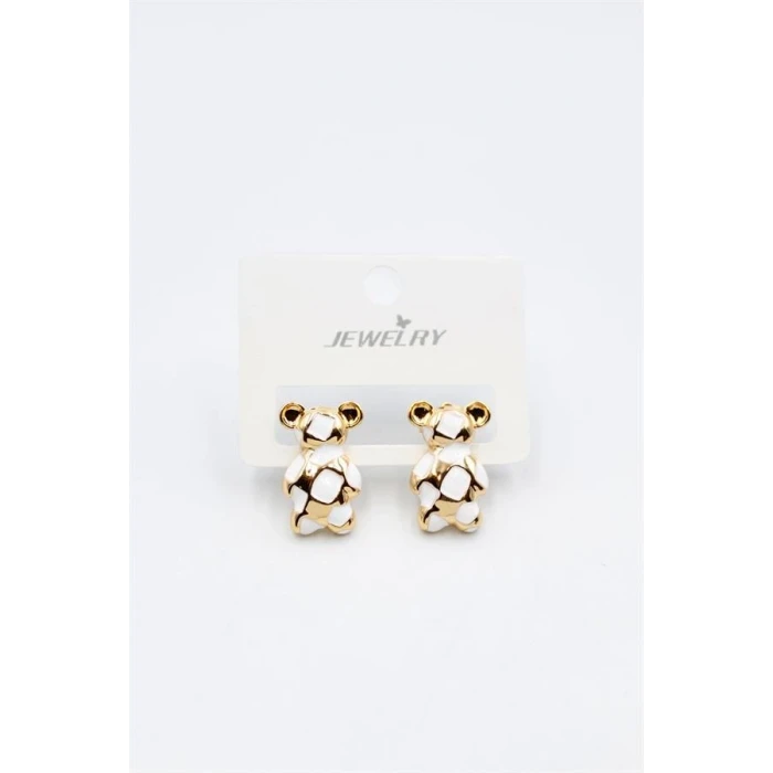 ieg™ Mineli Ayıcık Küpe - Beyaz