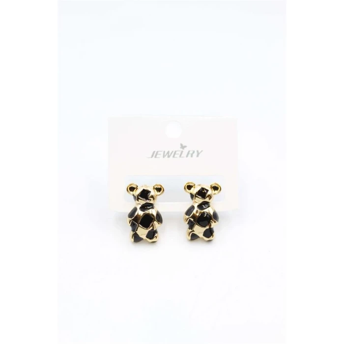 İEG Mineli Ayıcık Küpe - Siyah