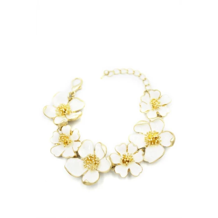 İEG Mineli Çiçek Bileklik - Krem