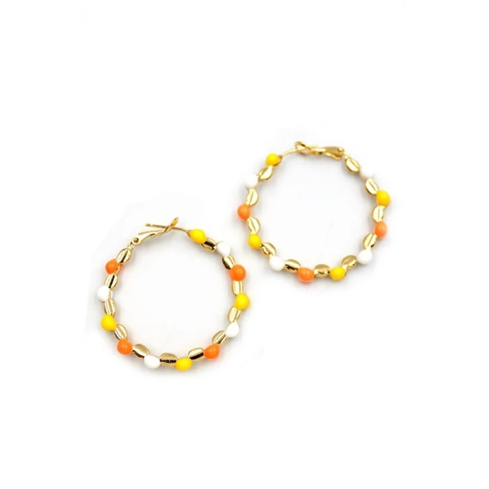 İEG Mineli Halka Küpe - ÇOK RENKLİ