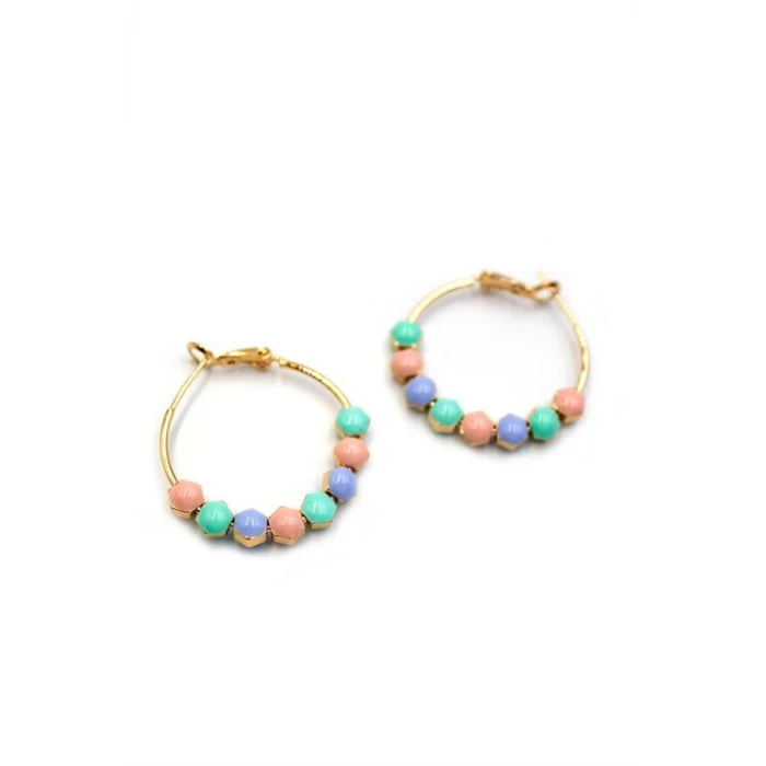 ieg™ Mineli Halka Küpe - ÇOK RENKLİ