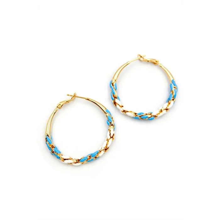 İEG Mineli Halka Küpe - Mavi