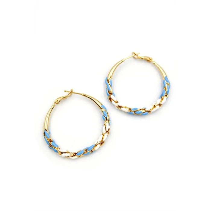 İEG Mineli Halka Küpe - Mavi