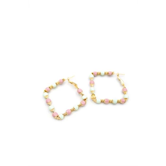 İEG Mineli Halka Küpe - Pembe