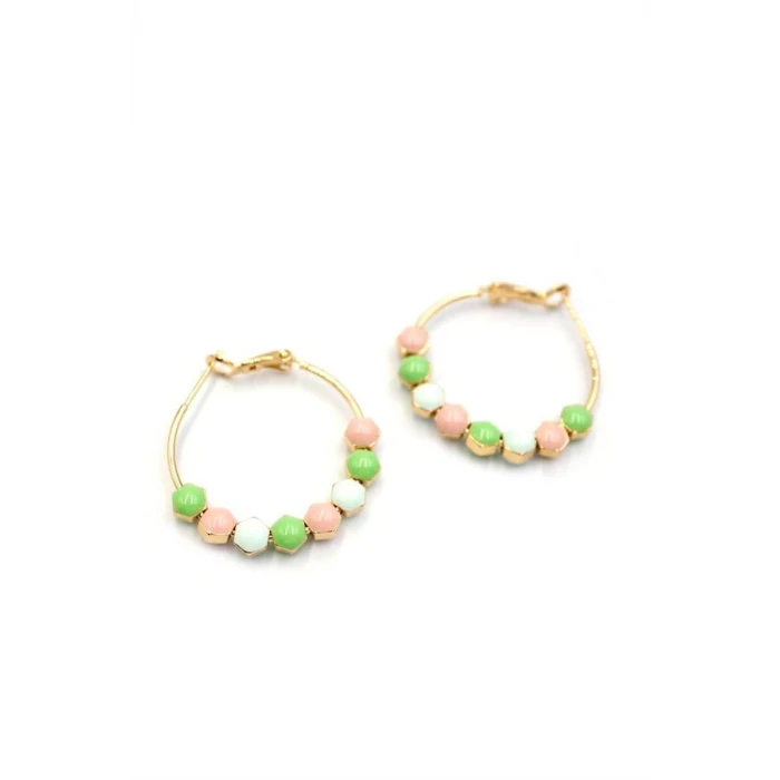 ieg™ Mineli Halka Küpe - Yeşil