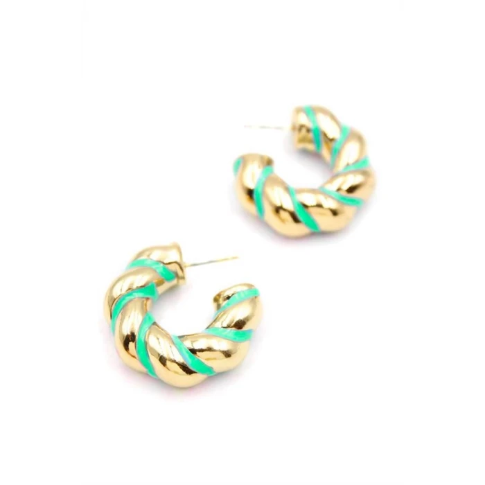 ieg™ Mineli Halka Küpe - Yeşil