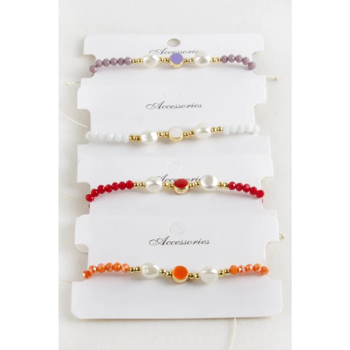 ieg™ Mineli İnci Kristal Makrome İp Bileklik