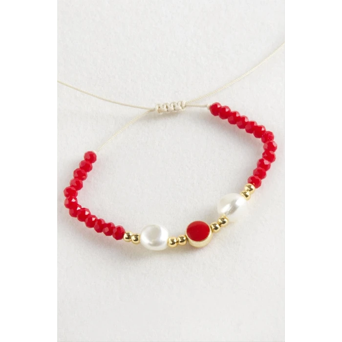 ieg™ Mineli İnci Kristal Makrome İp Bileklik