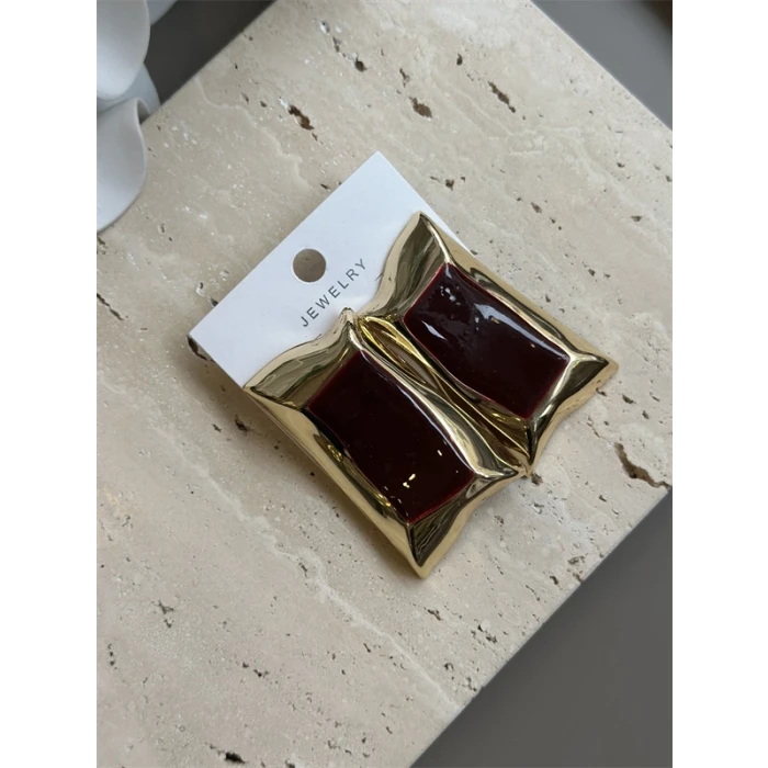 ieg™ Mineli Kıvrımlı Küpe - Kahverengi