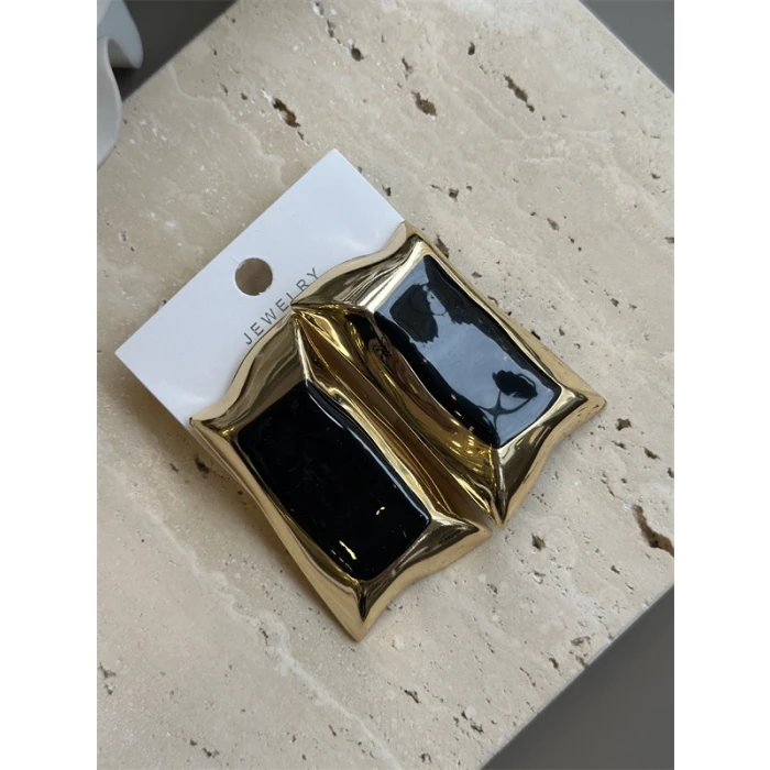 ieg™ Mineli Kıvrımlı Küpe - Siyah