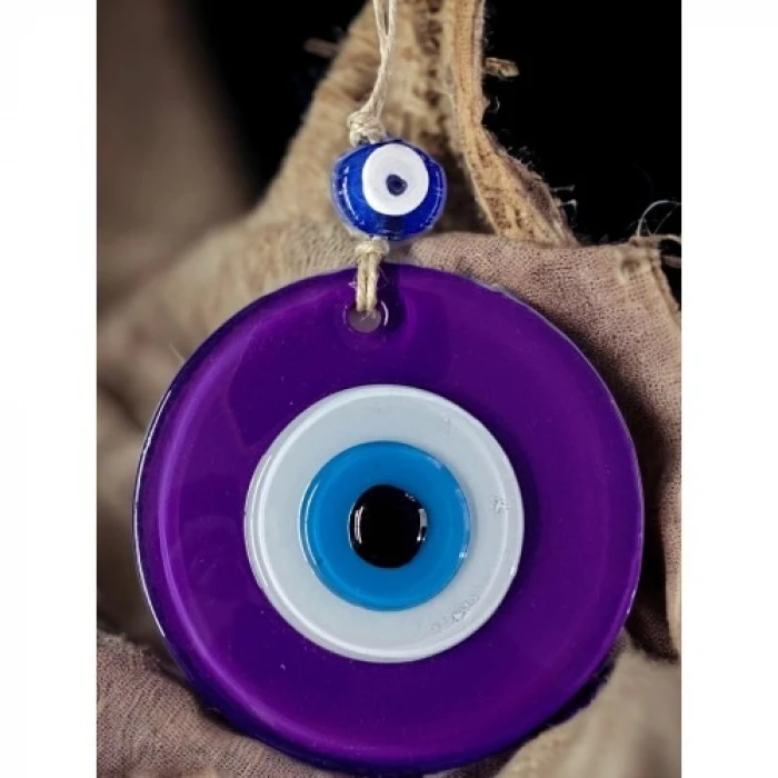 ieg™ Mini Boy Mor Nazar Boncuklu Duvar Süsü 10 Cm Cam Duvar Dekoru