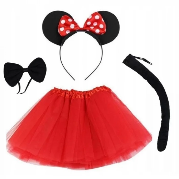 ieg™ Minnie Mouse Kostüm Seti - Etek, Taç, Kuyruk, Papyon
