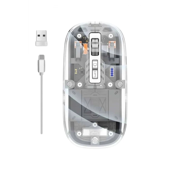 ieg™ Mouse Fare Kablosuz Mouse Fare Şarjlı Bluetooth Sessiz 5 Tuşlu Şeffaf