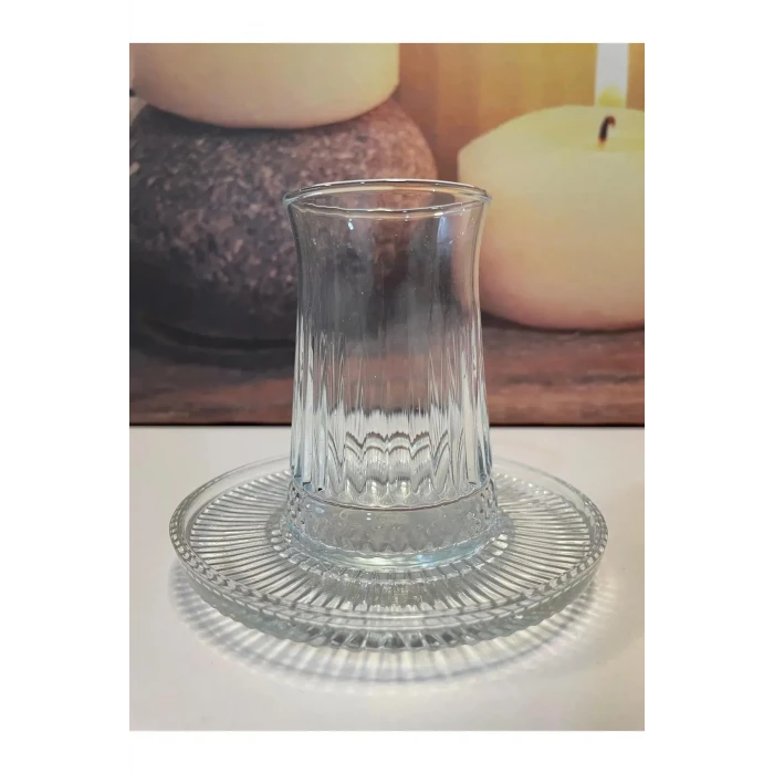 İEG Müge 6lı Cam Çay Tabağı Çay Tabak Altlığı -TG-2023