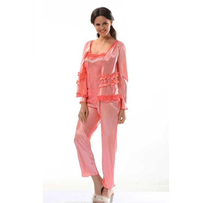 ieg™ Nar Çiçeği Saten Pijama Takımı - 1413