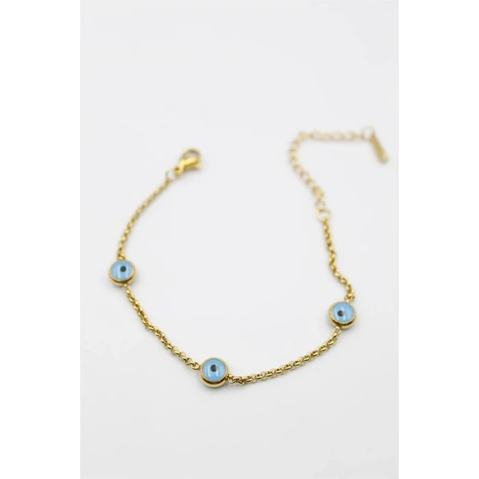 ieg™ Nazarlı Zincir Çelik Bileklik - Altın