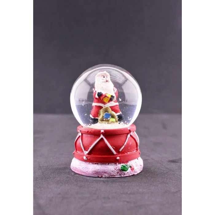 ieg ™  Noel Baba Hediye Torbası Temalı Mini Boy Işıklı Yılbaşı Kar Küresi 6.5 cm B