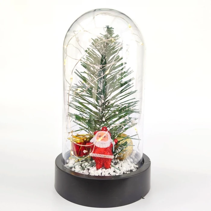 ieg ™ Noel Baba ve Çam Ağacı Temalı Led Işıklı Fanus