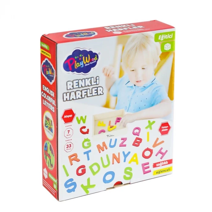 ieg™ ONY-402 Ahşap Renkli Harfler 33 Parça