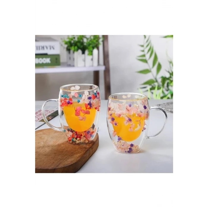 İEG Organik Çiçekli Borosilikat Bardak 350 Ml. -BRD-150 BH