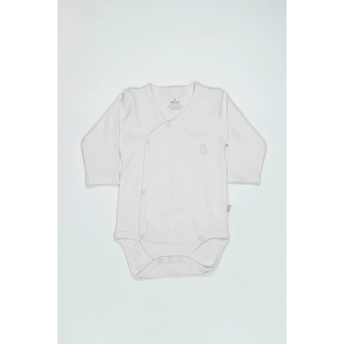 ieg™ Organik Natural Basic Style Kruvaze Uzun Kol Body BS17102 Beyaz