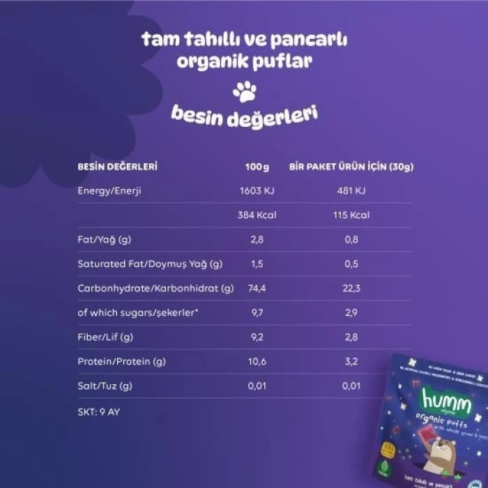 ieg™ Organik Pancarlı ve Tam Tahıllı Puflar 30 Gr