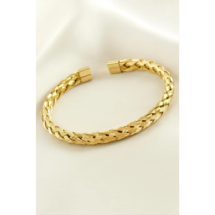 ieg™ Örgülü Lüks Çelik Kelepçe Bileklik