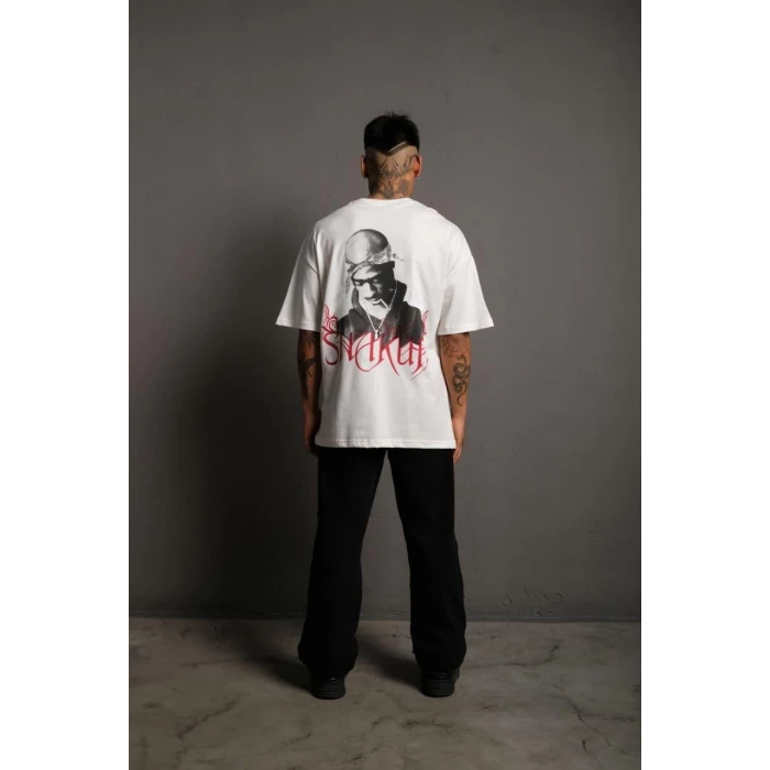 ieg™    Orijinal :   Oversize Tişört –  Bisiklet Yaka, Ön  Arka Baskılı, Streetwear Tarzı -