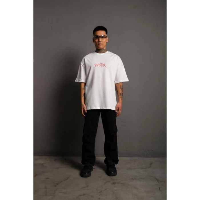 ieg™    Orijinal :   Oversize Tişört –  Bisiklet Yaka, Ön  Arka Baskılı, Streetwear Tarzı -