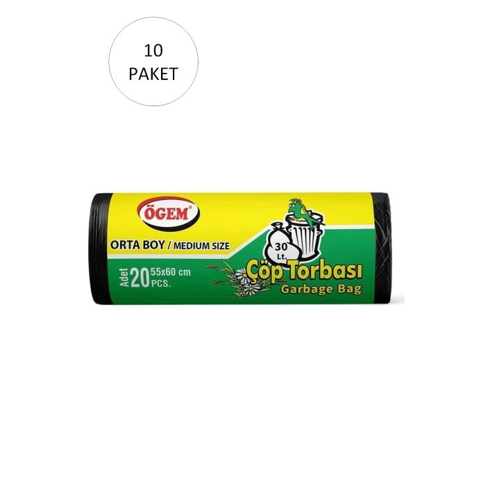 ieg™ Orta Boy Çöp Torbası 55 x 60 cm 20 Li Rulo x 10 Paket = 200 Adet (Siyah)