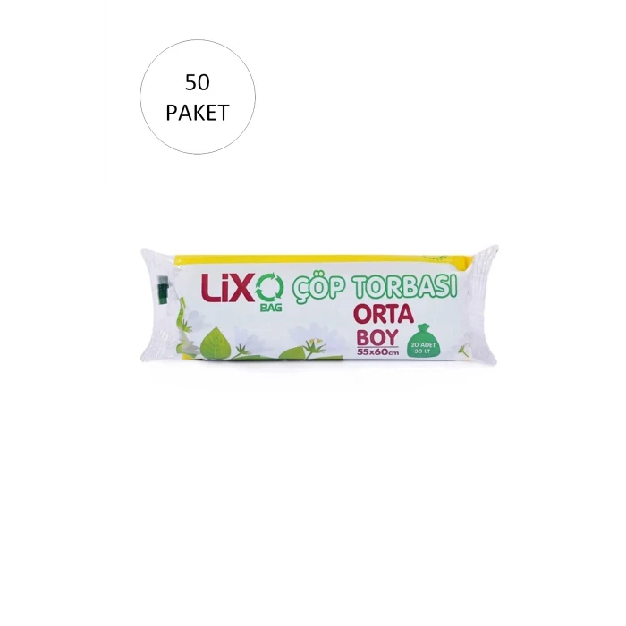 ieg™ Orta Boy Çöp Torbası 55 x 60 cm 20 Li Rulo x 50 Paket = 1.000 Adet (Mavi)