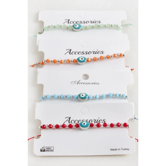 ieg™ Oval Nazar Kristal Makrome İp Bileklik 1 cm