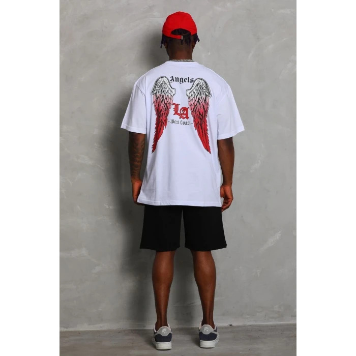 ieg™      Oversize Baskılı Bisiklet Yaka T-Shirt - Beyaz -