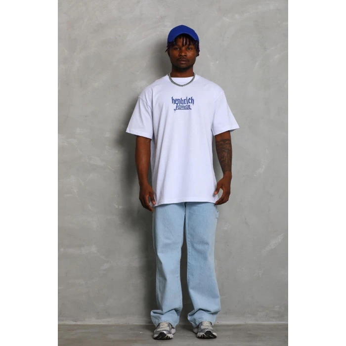 ieg™      Oversize Baskılı Bisiklet Yaka T-Shirt - Beyaz -