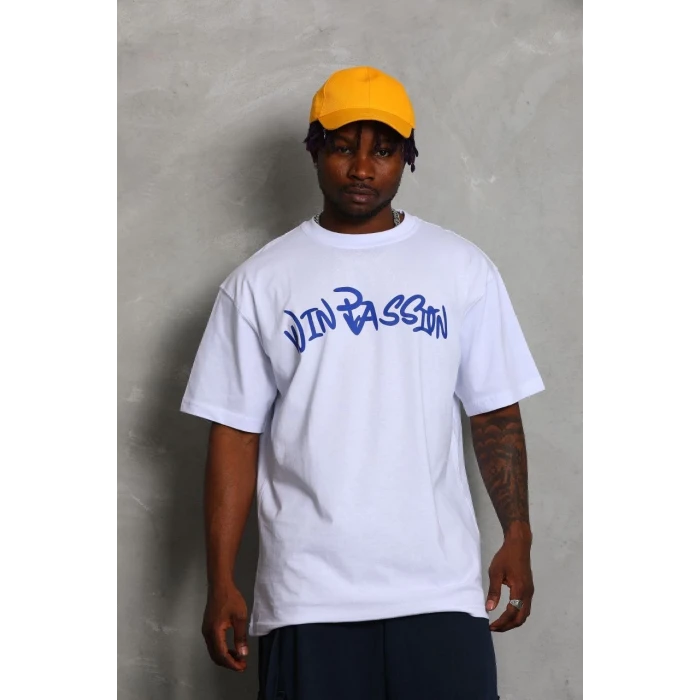 ieg™      Oversize Baskılı Bisiklet Yaka T-Shirt - Beyaz -