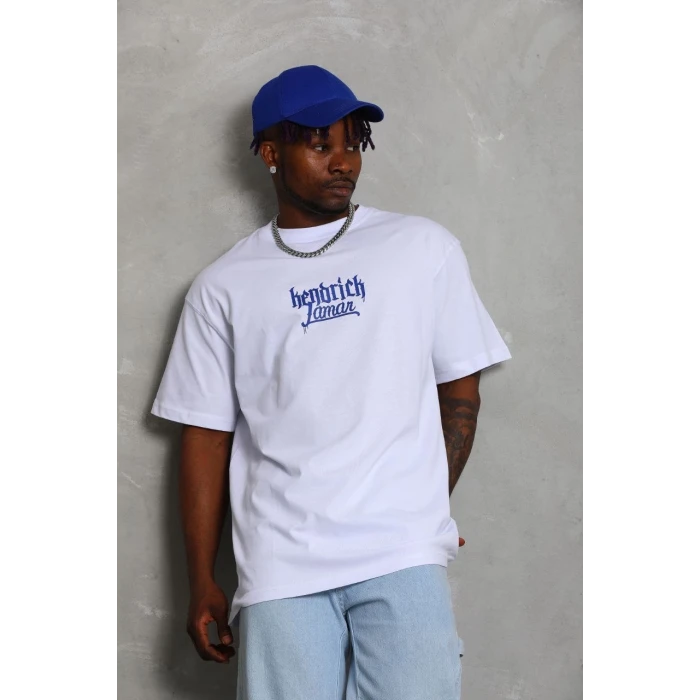 ieg™      Oversize Baskılı Bisiklet Yaka T-Shirt - Beyaz -